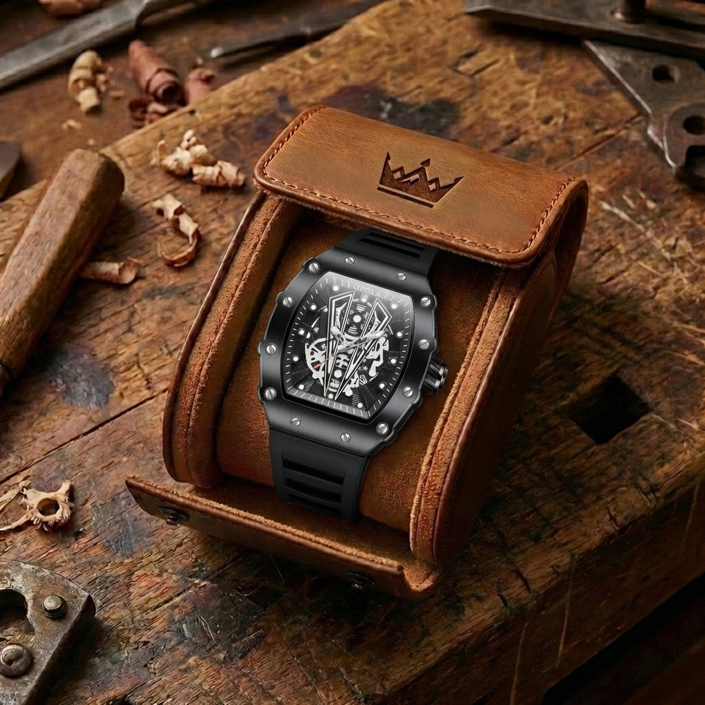 Herren Steampunk Skeleton Uhr