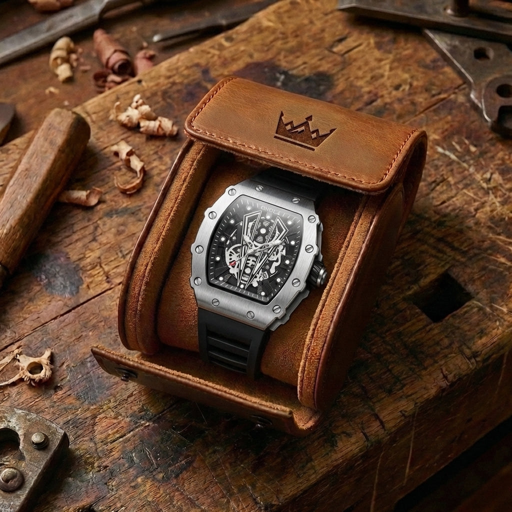 Herren Steampunk Skeleton Uhr