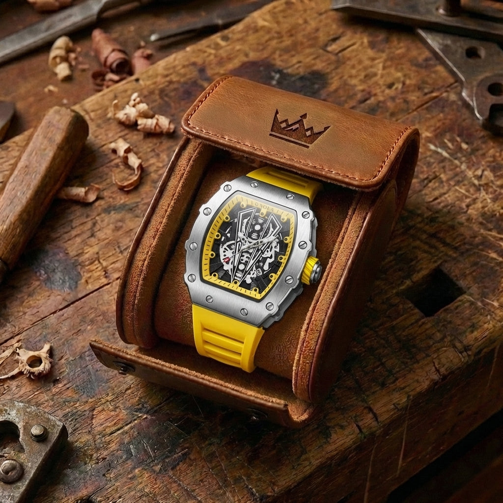 Herren Steampunk Skeleton Uhr
