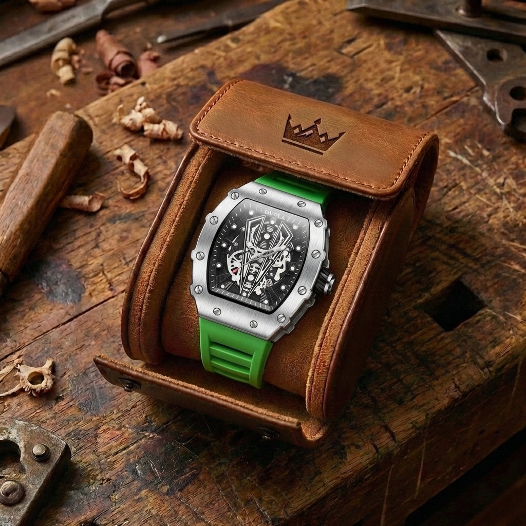 Herren Steampunk Skeleton Uhr