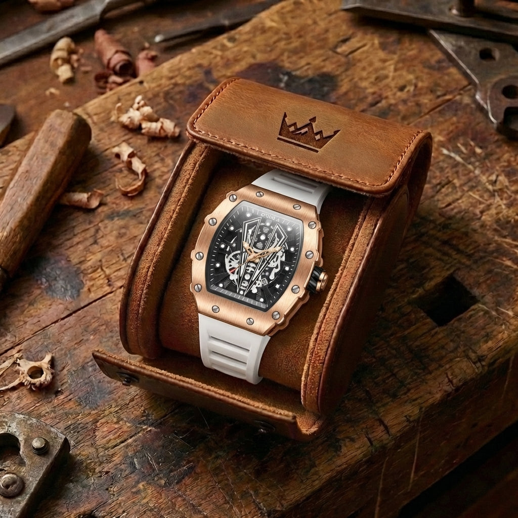 Herren Steampunk Skeleton Uhr