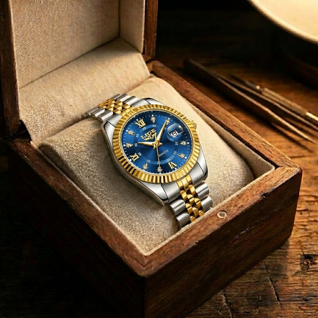 Damen Wasserdichte Freizeit Quarz Uhr
