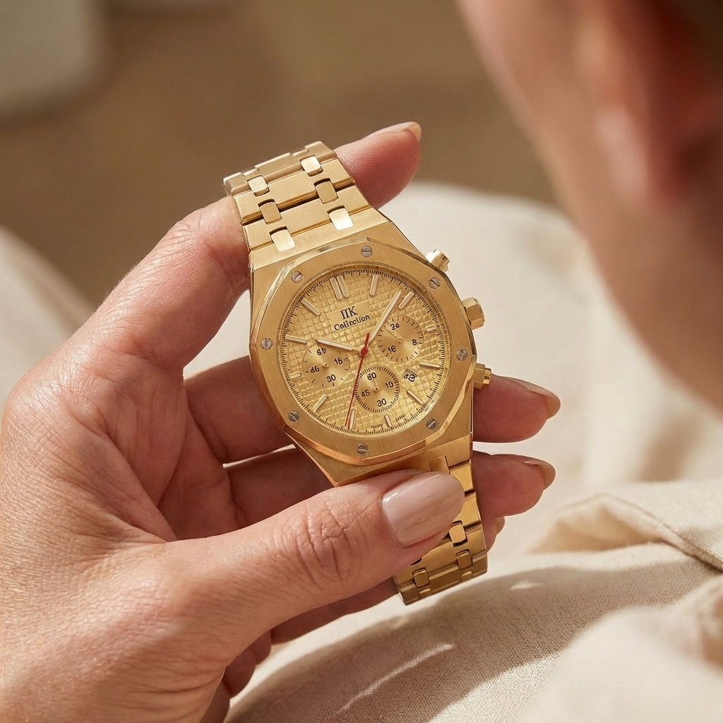 Damen Zierliche Goldfarbene Quarz Uhr