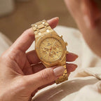 Damen Zierliche Goldfarbene Quarz Uhr