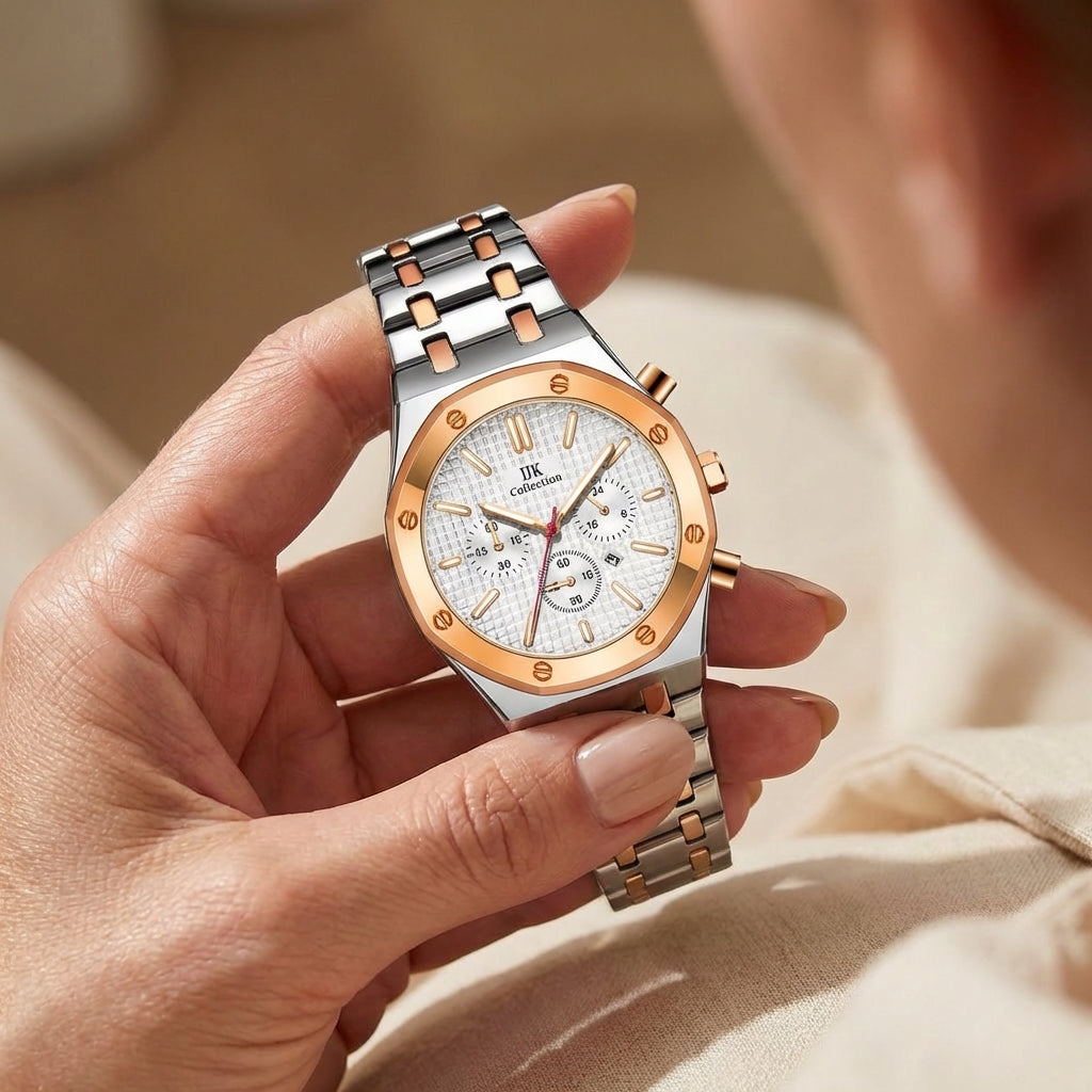 Damen Zierliche Goldfarbene Quarz Uhr