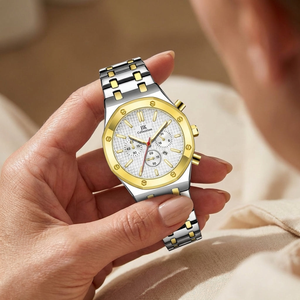 Damen Zierliche Goldfarbene Quarz Uhr