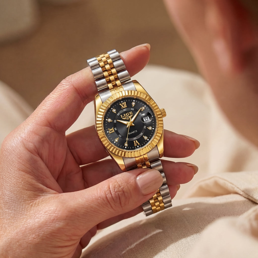 Damen Wasserdichte Freizeit Quarz Uhr