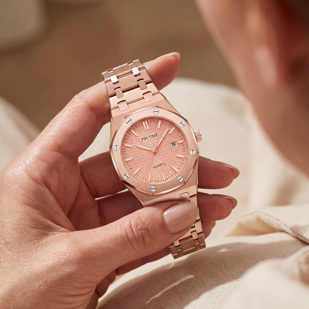Damen Roségold Automatische Quarz Uhr