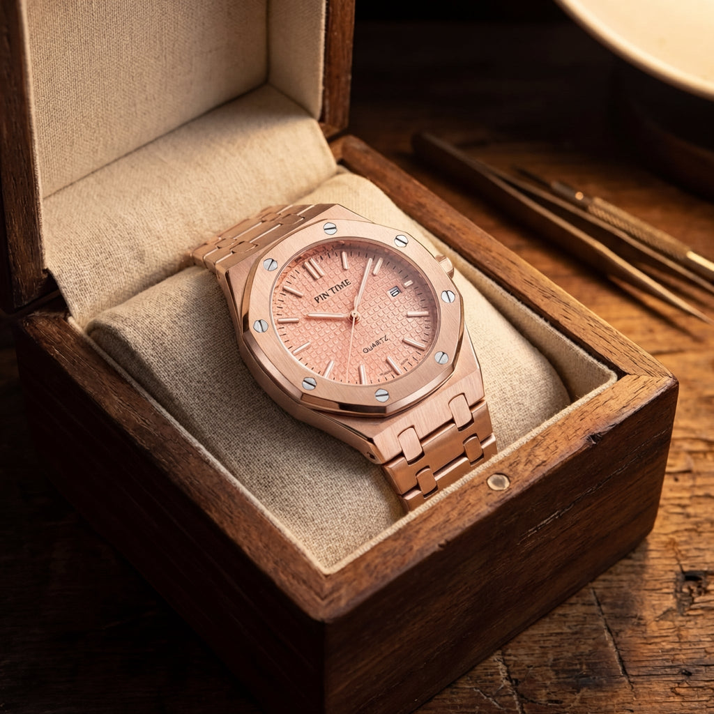 Damen Roségold Automatische Quarz Uhr