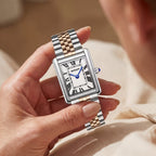 Damen Edelstahl Quadratisches Zifferblatt Uhr