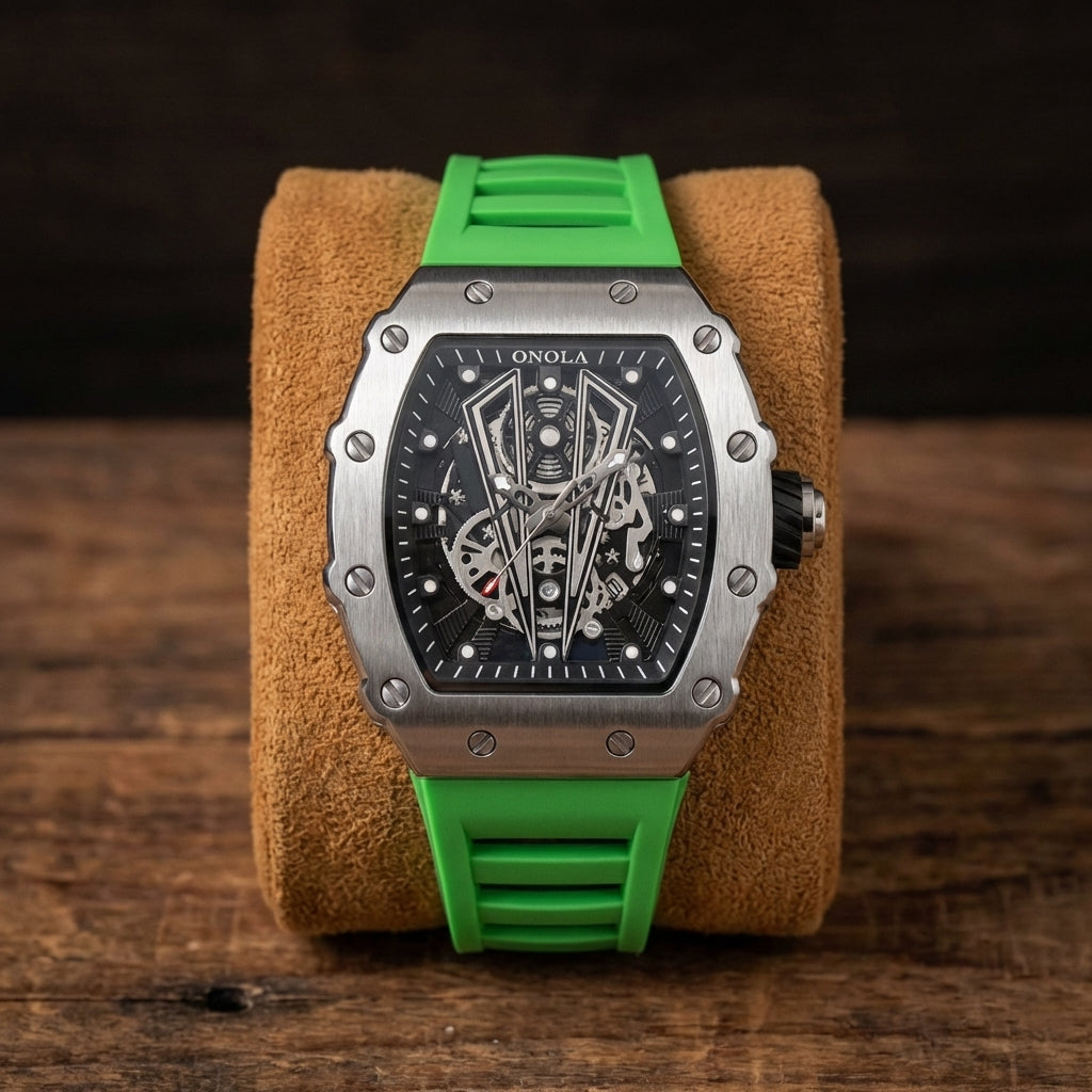 Herren Steampunk Skeleton Uhr
