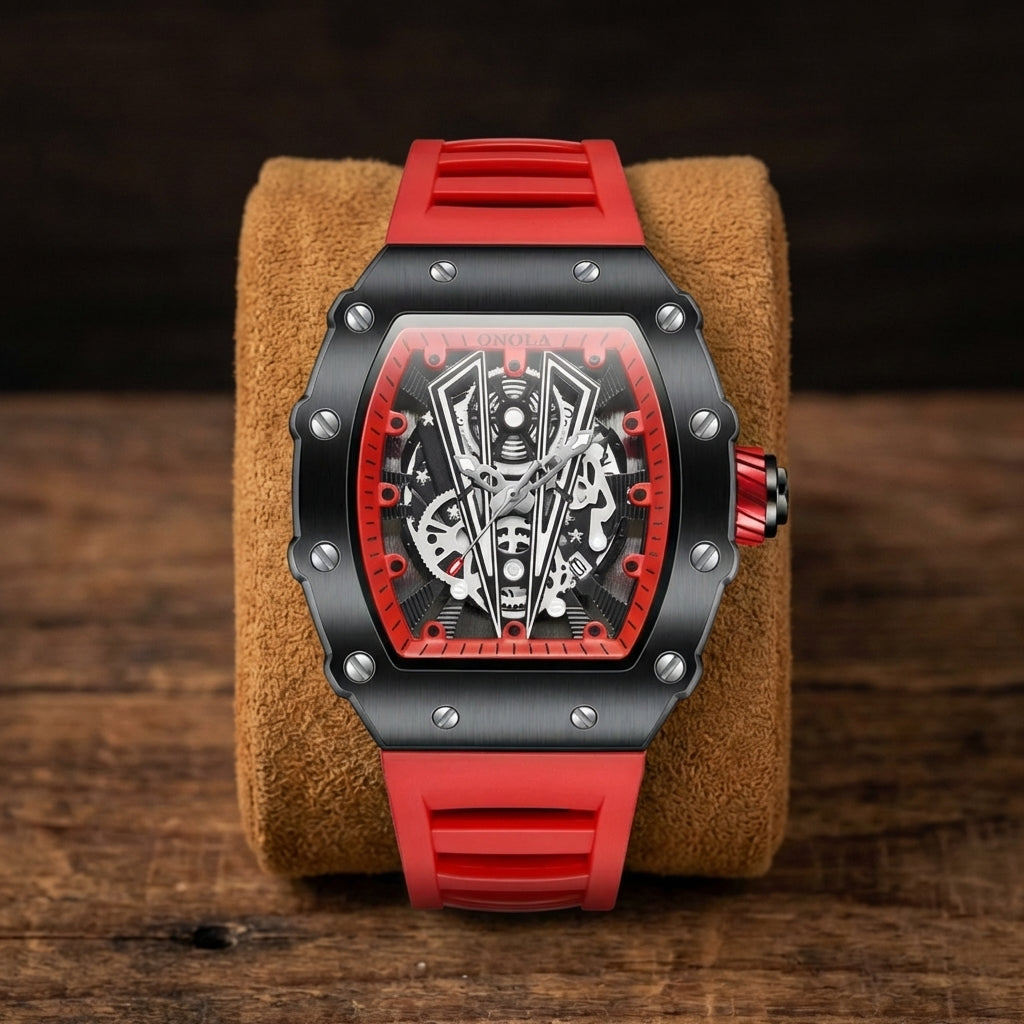 Herren Steampunk Skeleton Uhr
