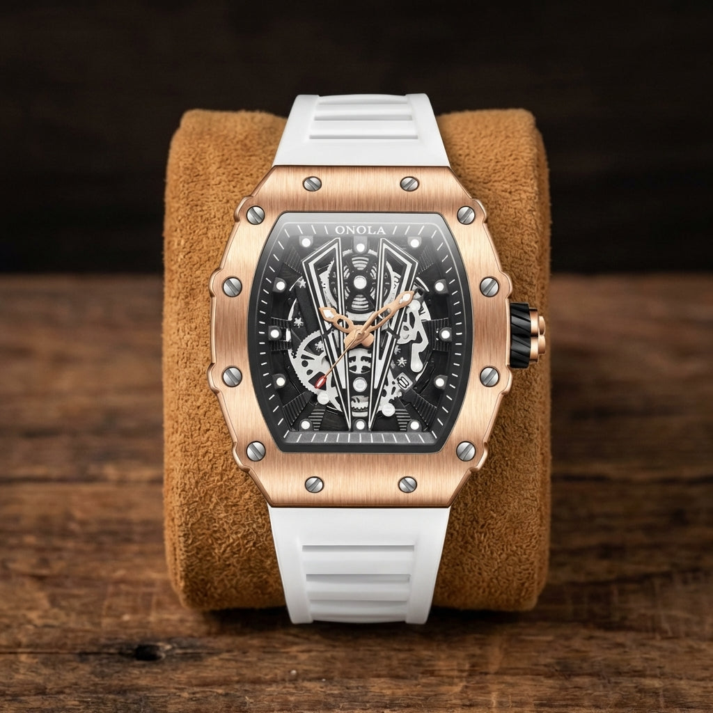 Herren Steampunk Skeleton Uhr
