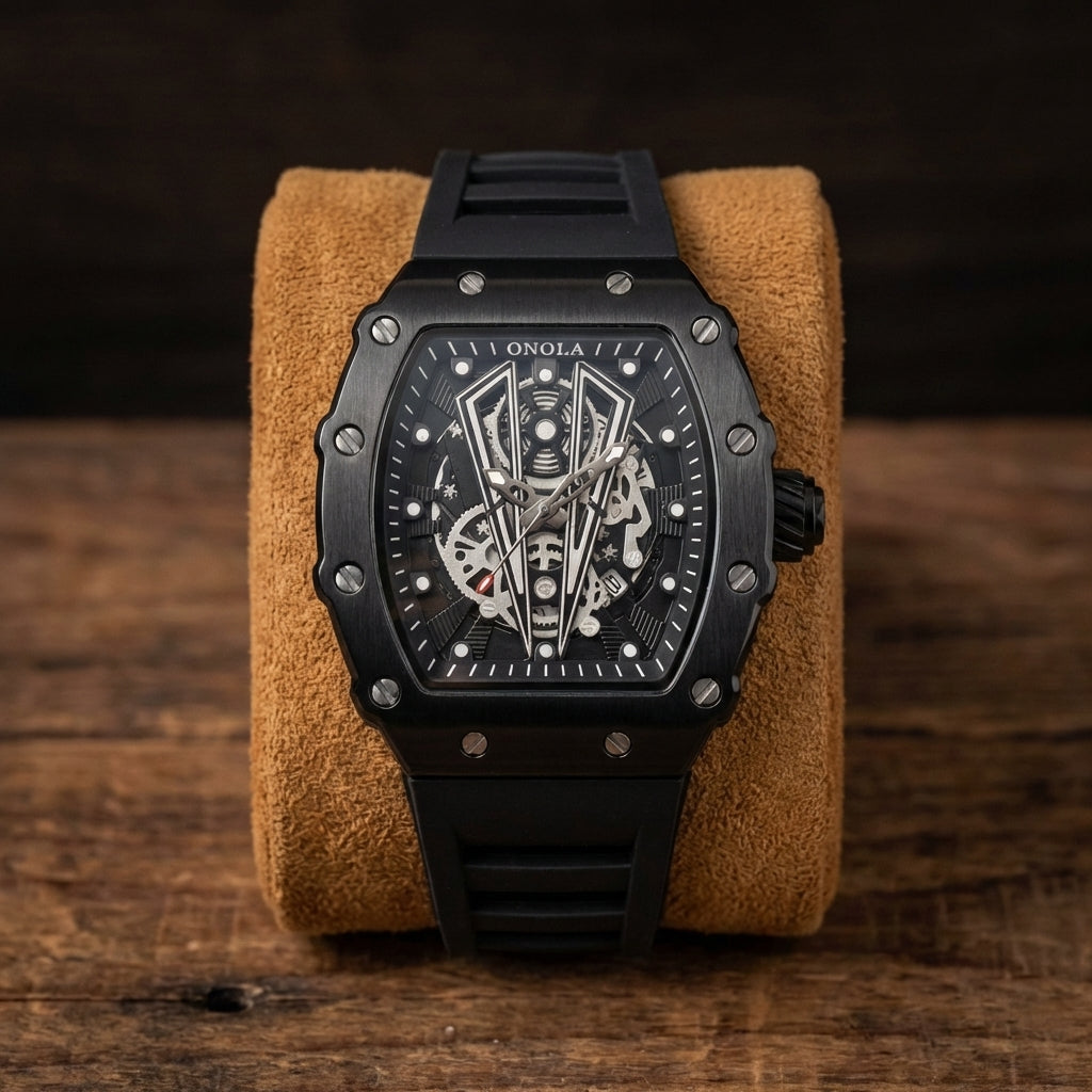 Herren Steampunk Skeleton Uhr