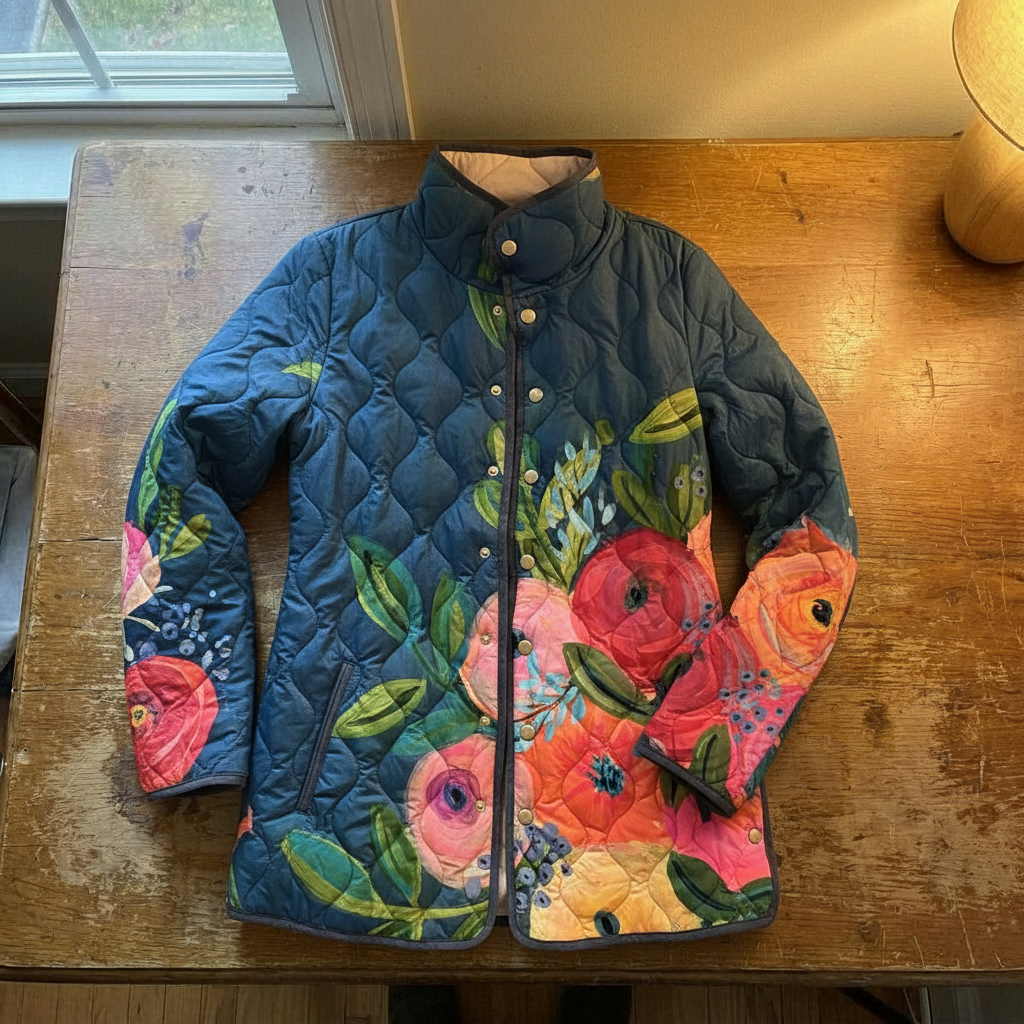 Amaya - Vintage Floral Print Quilted Jacket
