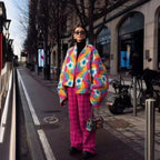 Handgefertigte Regenbogen-Baumwoll-Patchwork-Steppjacke – lebhaftes Blumenmuster